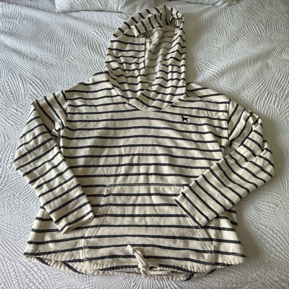 The Black Dog Navy and Cream Striped Hoodie